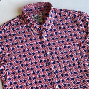 RSVLTS Roosevelts USA American Flag Button Shirt Lightweight Kunuflex Men Medium